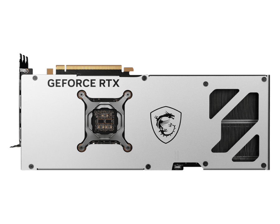 MSI NVIDIA GeForce RTX 4080 SUPER GAMING X SLIM 16G GDDR6X WHITE Graphics Card Angled MSI NVIDIA GeForce RTX 4080 SUPER GAMING X SLIM 16G GDDR6X WHITE Graphics Card Backplate