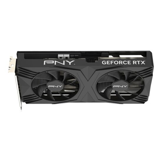 PNY GeForce RTX 4070 SUPER VERTO™ OC Dual Fan DLSS 3 12GB Graphics Card Tilted View & Top