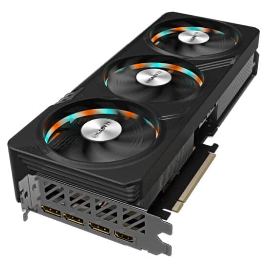 Gigabyte GAMING GeForce RTX 4070 SUPER GAMING OC Graphics Card Flat View Angled & Ports