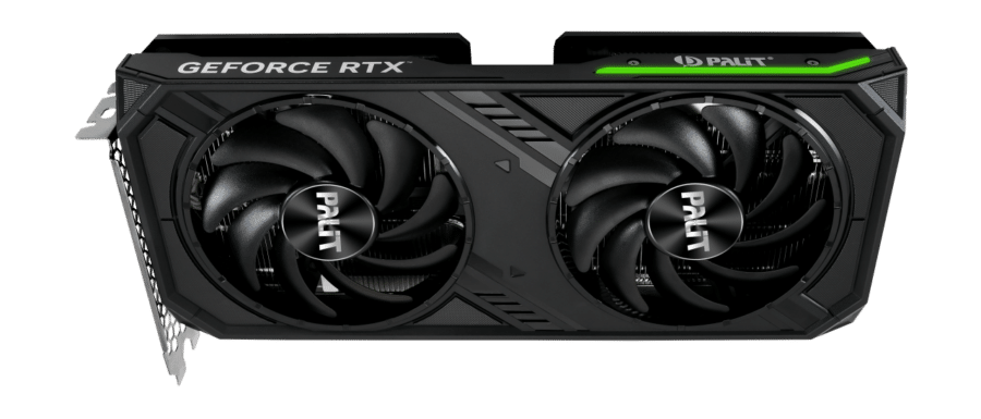 Palit NVIDIA RTX 4070 SUPER DUAL Graphics Card Front Angled View with Lighting