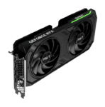 Palit NVIDIA RTX 4070 SUPER DUAL Graphics Card Angled View & Ports with Lighting