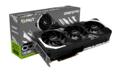 Palit NVIDIA RTX 4070 Ti SUPER GamingPro OC Graphics Card Angled View & Box