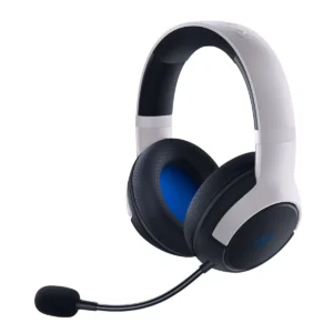About the Razer - Kaira Hyperspeed - White & Black - Designed For PlayStation Angled View & Mic